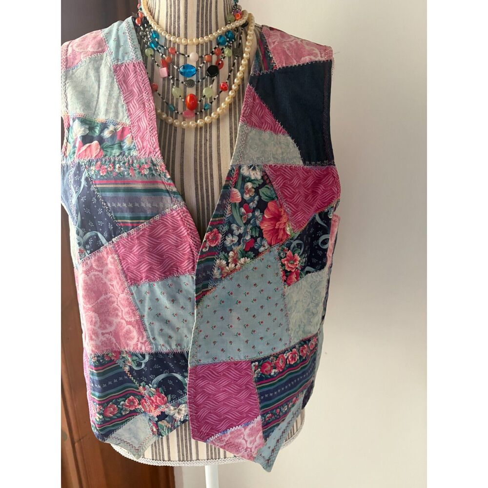 Handmade Grandma Patchwork BOHO Coquette Festival Y2K 90s Americana Country Vest